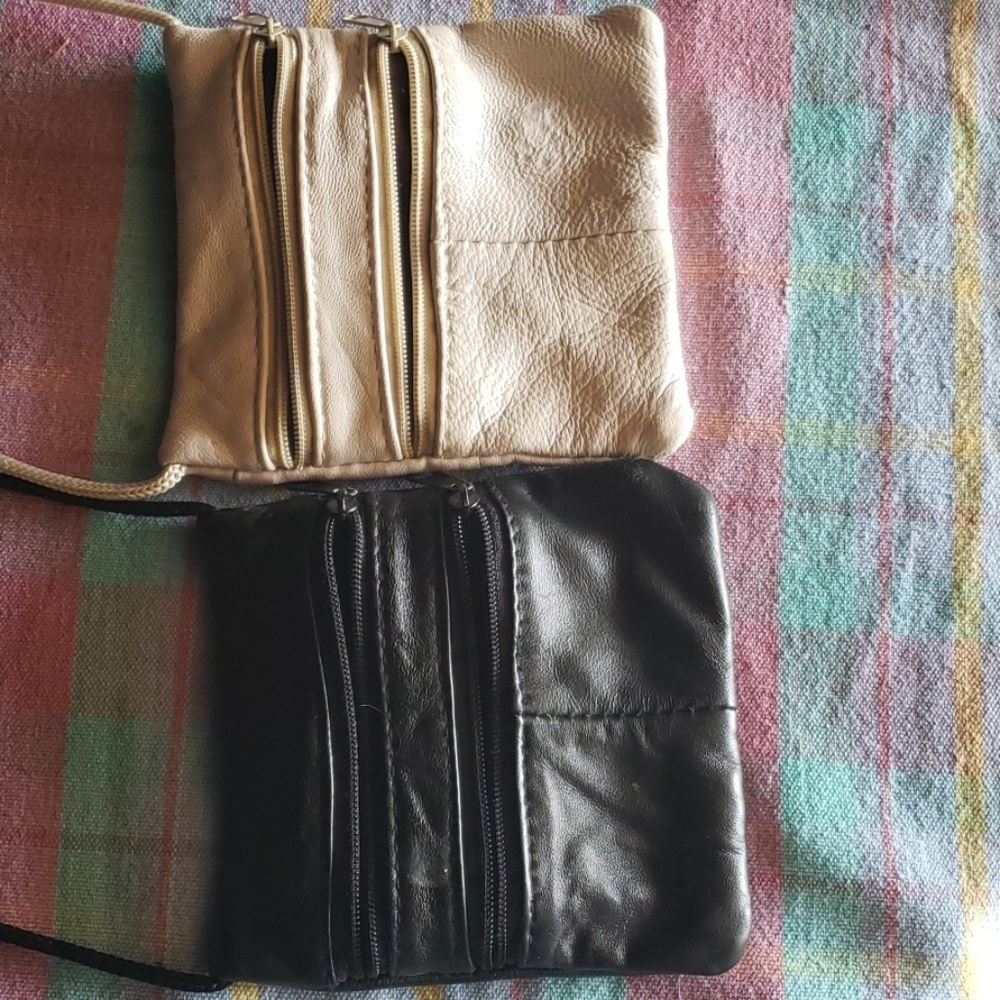 Lambskin mini crossbody pouches.